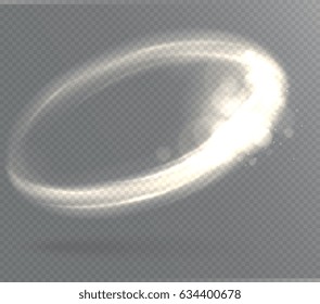 Circular transparent light effect. Energetic shining circle, whirlwind.
