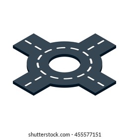 Circular transport interchange icon in isometric 3d style isolated on white background