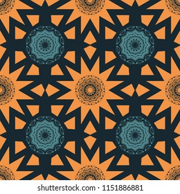 Circular tribal like seamless pattern