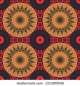 Circular tribal like seamless pattern