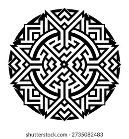 Circular tribal Maze Labyrinth Design
