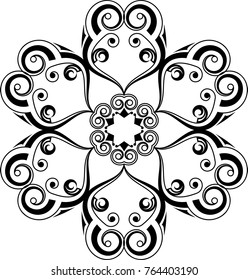 Circular Tribal Tattoo Design Vector Art Illustration