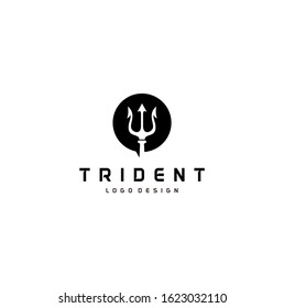 Circular Trident logo, Neptune God Poseidon Triton King Spear logo design