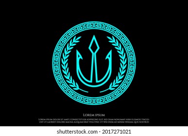 Circular Trident Neptune God Poseidon Triton King Spear Logo Design Vector