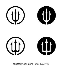 Circular Trident Neptune Spear Logo Design vector