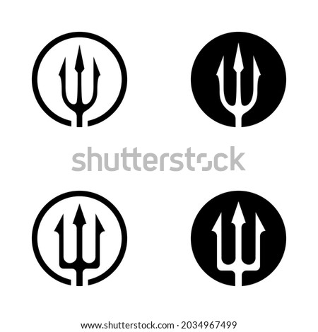 Circular trident neptune spear logo design vector