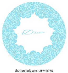 Circular Turquoise Ornament, template, stencil for drawing, postcards or greetings, wave twirl