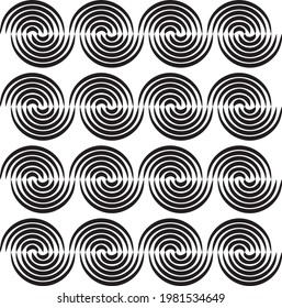 Circular twisted swirl elements of abstract design. Smooth spiral forms. Collection of circular motion elements.  for textile printing