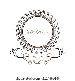 Circular two-tone ornament, abstract design for a white wedding card and invitation.