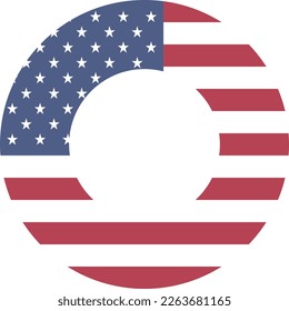 Circular USA FLag. Circle Shapes. American Flag Graphic Design Vector. President's Day. United States of American Flag
