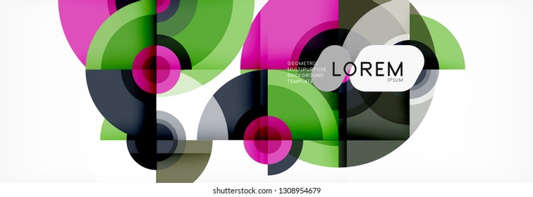 Circular vector abstract background, geometric style