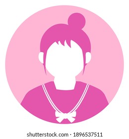 Circular vector avatar illustration ( female )