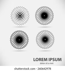 Circular Vector Black Halftone Dots Background. Vector illustration. 
