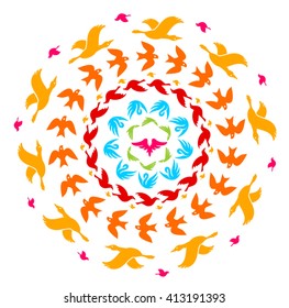 circular vector composition of different species of birds