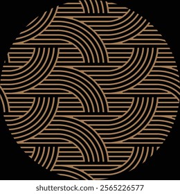 A circular vector drawing with an interwoven wavy line pattern