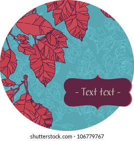 circular vector drawing with red leaves. round shape. space for text