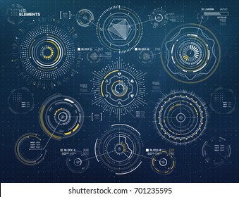 Circular Vector Elements Set for Infographics HUD Sci Fi Interfaces