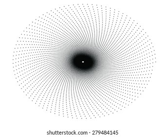 A circular vector figure made of dots, thickening when approaching the center.