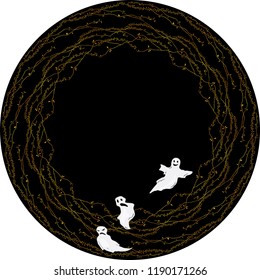 Circular vector frame with three Funny ghosts