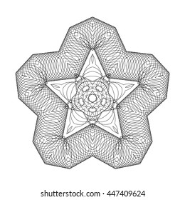 Circular vector geometric pattern from thin rings. Black pattern on a white background. Black and white abstract circle pattern design background