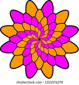 Circular vector graphic with the appearance of a chrysanthemum head.