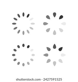 Circular Vector Icons Symbolize Progress, Loading, Or Downloading Data In Digital Web Interfaces, Monochrome Signs Set