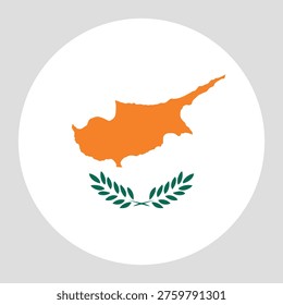 Circular vector illustration of the Cypriot flag, isolated on grey background.