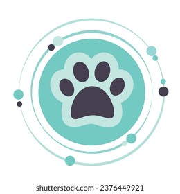 Circular vector illustration graphic icon button of a dog or wolf paw print