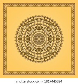 Circular vector illustration of mandala, Indian Decorative ornament, Design for Henna, Mehndi, Tattoo, Decoration, Vintage decorative elements, Oriental pattern.
