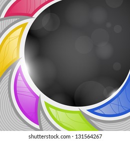 Circular vector illustration on black background. Abstract design