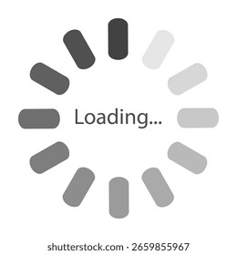 Circular vector loading indicator in Grey colors transition. Black white progress bar icon. Great for mobile app preload, web design, UI UX template, digital design