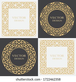 Circular vector ornament in eastern style. Decorative frames with place for text. Applicable for monograms, logo, wedding invitation, menu. Element of graphic design.