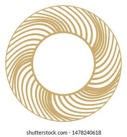 Circular vector ornament. A gold decorative frame for monograms, the logo, invitation on a wedding, the menu. The element of graphic design isolated on a white background.