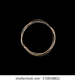 Umrisslinie des zirkulären Vektors. Gold-Doodle-Kreise isoliert auf schwarz. Rundkurven. Luxuriöse rosa goldene Ringe.
Vorlage für Logo-Elemente
