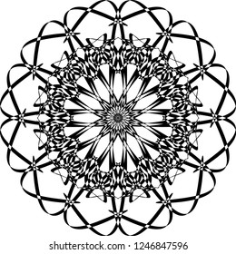 Circular vector pattern mandala. Vintage round medallion. Arabesque. Decorative ornament in ethnic oriental style. Lacy doily, decorative snowflake, arabic, indian ornament, design element