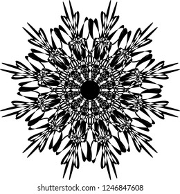 Circular vector pattern mandala. Vintage round medallion. Arabesque. Decorative ornament in ethnic oriental style. Lacy doily, decorative snowflake, arabic, indian ornament, design element