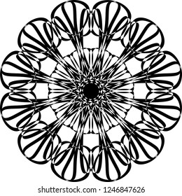 Circular vector pattern mandala. Vintage round medallion. Arabesque. Decorative ornament in ethnic oriental style. Lacy doily, decorative snowflake, arabic, indian ornament, design element