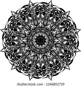 Circular vector pattern mandala. Vintage round medallion. Arabesque. Decorative ornament in ethnic oriental style. Lacy doily, decorative snowflake, arabic, indian ornament, design element