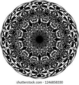 Circular vector pattern mandala. Vintage round medallion. Arabesque. Decorative ornament in ethnic oriental style. Lacy doily, decorative snowflake, arabic, indian ornament, design element