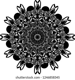 Circular vector pattern mandala. Vintage round medallion. Arabesque. Decorative ornament in ethnic oriental style. Lacy doily, decorative snowflake, arabic, indian ornament, design element