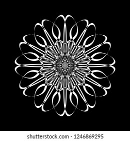 Circular vector pattern mandala. Vintage round medallion. Arabesque. Decorative ornament in ethnic oriental style. Lacy doily, decorative snowflake, arabic, indian ornament, design element