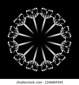 Circular vector pattern mandala. Vintage round medallion. Arabesque. Decorative ornament in ethnic oriental style. Lacy doily, decorative snowflake, arabic, indian ornament, design element