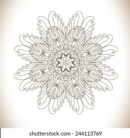 Circular  vector pattern of traditional motifs and ancient oriental ornaments. Hand drawn background. 