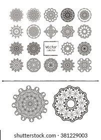 Circular vector pattern of traditional motifs and ancient oriental ornaments. Hand drawn background. 