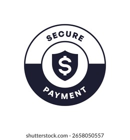 Circular Vector Payment Badge with Secure Symbol and Dollar Sign Emblem