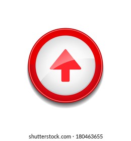 Up Circular Vector Red Web Icon Button