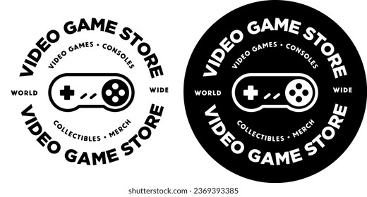 Circular Video Game Gaming Store Shop Label Logo Template Icon Sign Sigil Symbol Emblem Badge Vector EPS PNG Transparent No Background Clip Art Vector EPS PNG