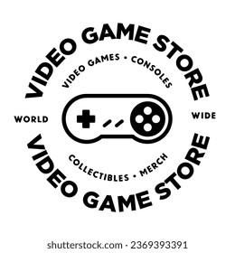 Circular Video Game Gaming Store Shop Label Logo Template Icon Sign Sigil Symbol Emblem Badge Vector EPS PNG Transparent No Background Clip Art Vector EPS PNG