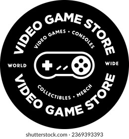 Circular Video Game Gaming Store Shop Label Logo Template Icon Sign Sigil Symbol Emblem Badge Vector EPS PNG Transparent No Background Clip Art Vector EPS PNG