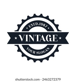 Circular Vintage Border Frame Vintage Royal Crown Badge Emblem Stamp Label Logo Design